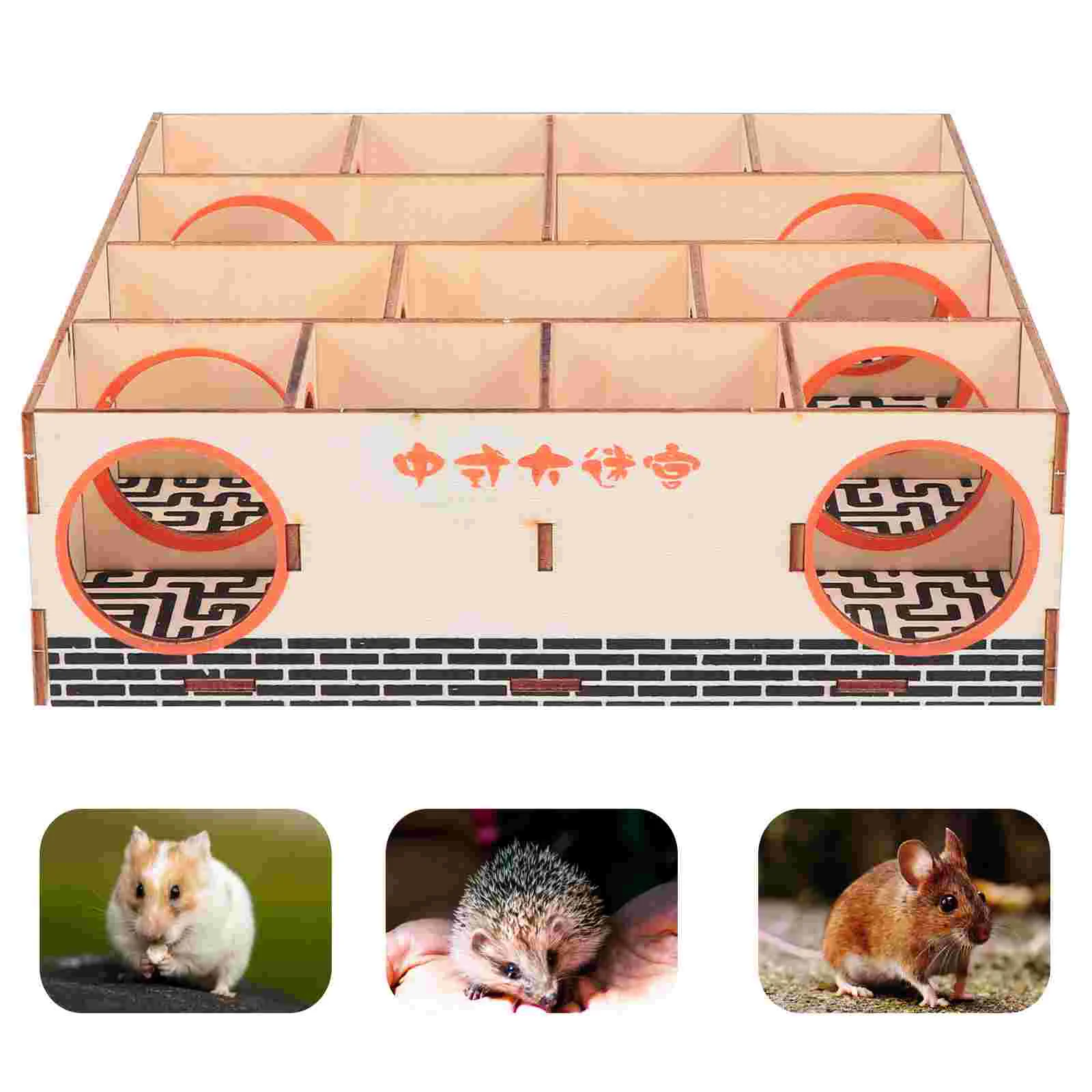 

Wood Baby Toys Hamster Sports Maze The Fence for Small Animal Wooden Tunnel Mice