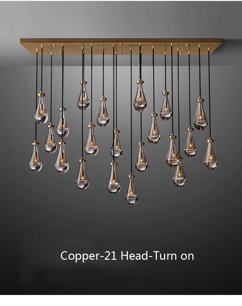 Raindrop Rod Glass Linear Chandelier