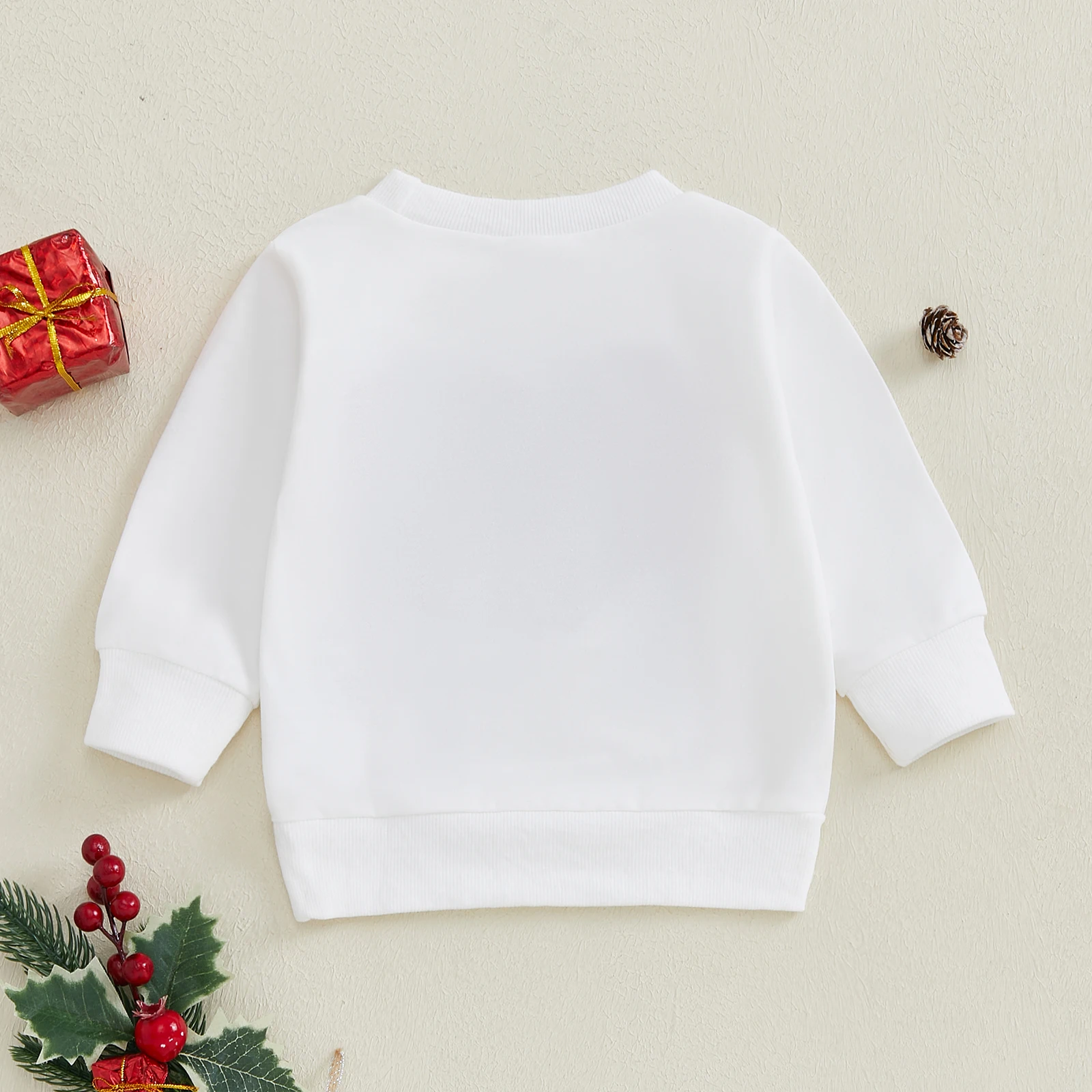 Newborn Baby Boy Girl Christmas Sweatshirts Santa Holly Leaf Embroidery Long Sleeve O Neck Pullovers Toddlers Fall Winter Tops