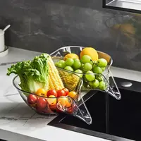 Multifunctional Plastic Drainage Basket White Grey Vegetable Basin Kitchen Creative Fruit Plate Fruit Washing 4