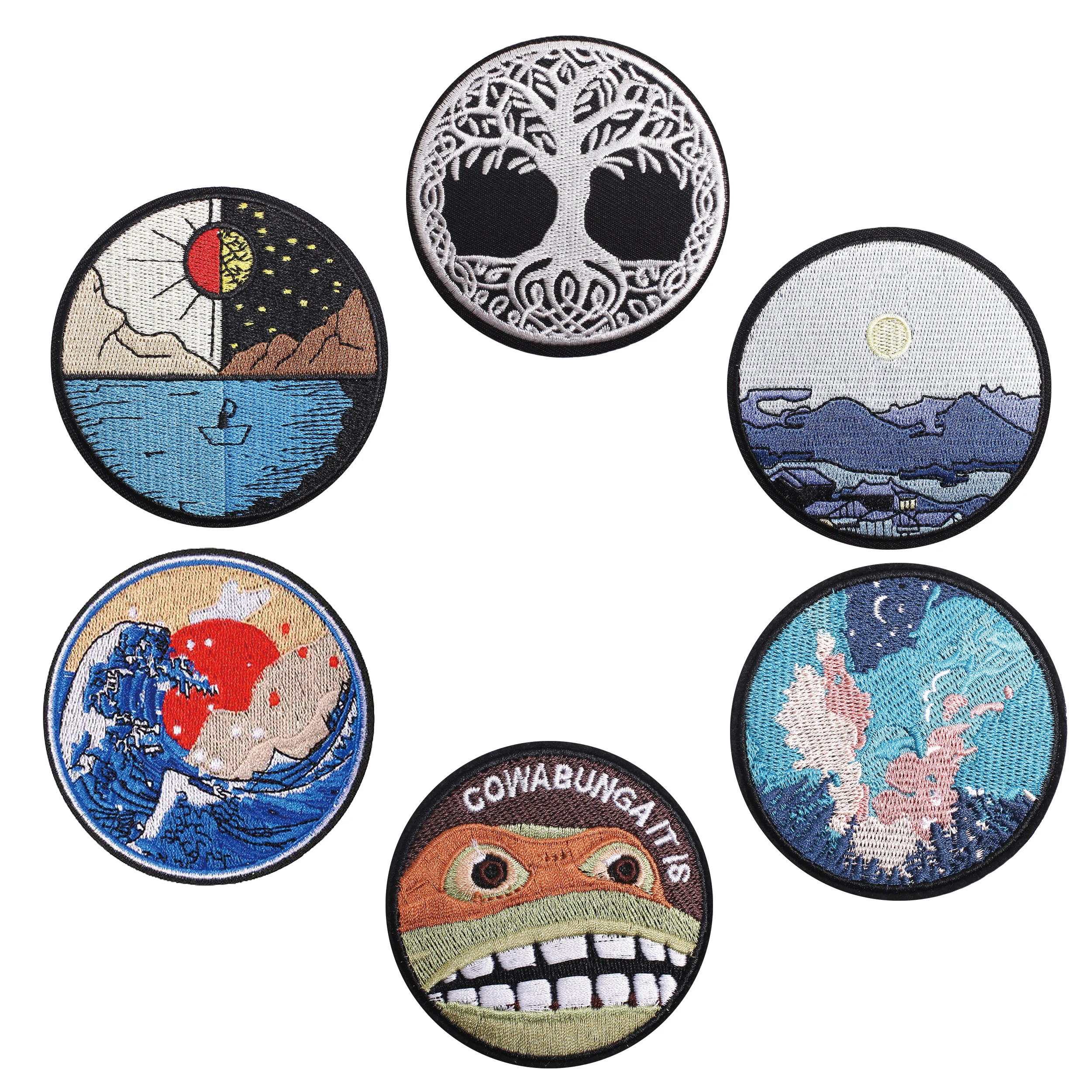 

Embroidered Patches for Decoration, 3D Cloth Badges, Iron on Patches, Circle, 3in, 8 cm, 2 PCs