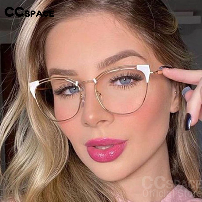 45892 Women Metal Cat Ear Glasses Frames Anti Blue Light Optical