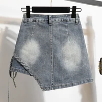 Plus Size Denim Skirt For Women Summer 2024 New High Waisted Mini Blue Jeans Skirts With Lining Korean Fashion Mini Skirt Woman - Image 4