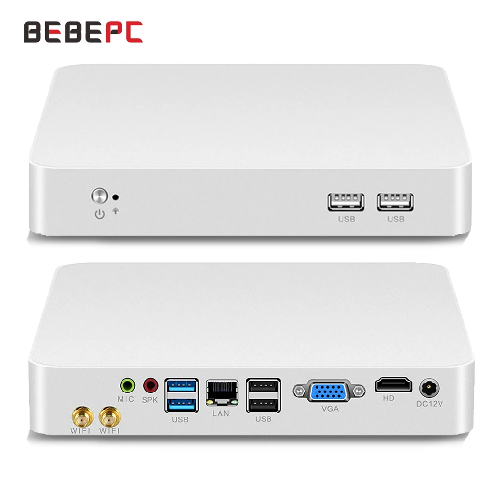 BEBEPC Mini PC HTPC Intel Core i5 4200U 3317U i3 6100U Windows 10 Pro/XP USB Mini Computer Cooler Office Desktop minipc WIFI HD