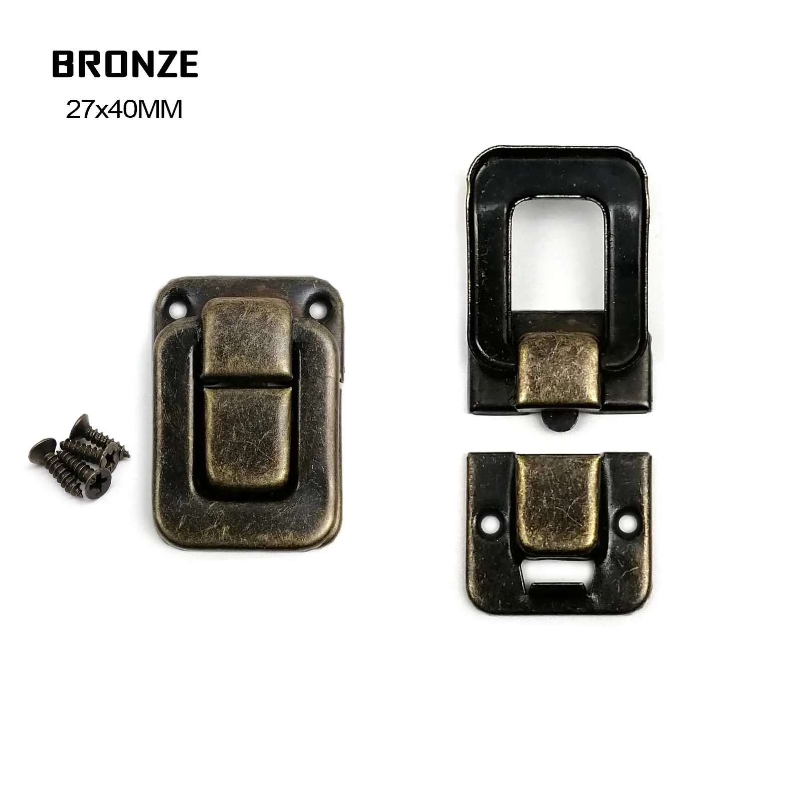 Antique Brass Golden Jewelry Chest Gift Wine Wooden Box Case Toggle Latch Suitcase Hasp Leather Bag Closure Lock with Screws