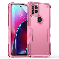 Durable Non-Slip Shockproof Case with TPU Bumper and Hard Plastic Back Cover for Moto G Pure (Pink)