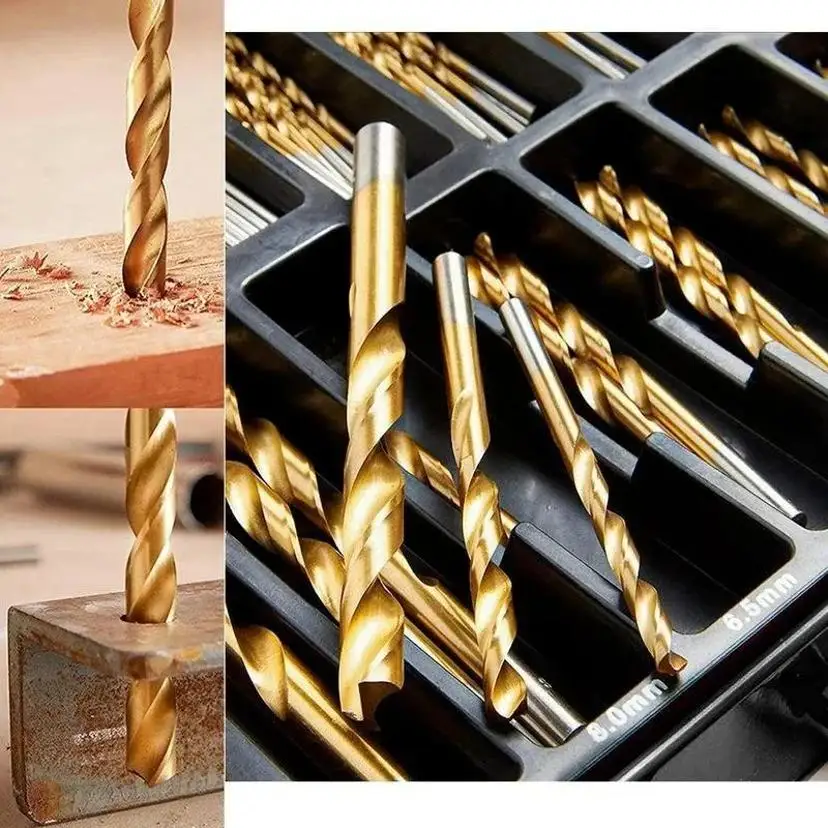 230 Piece Titanium Coated Twist Drill Bit Set 135° Tip Metric 1.0-10mm For Metalworking Woodworking Plastic Drilling Etc