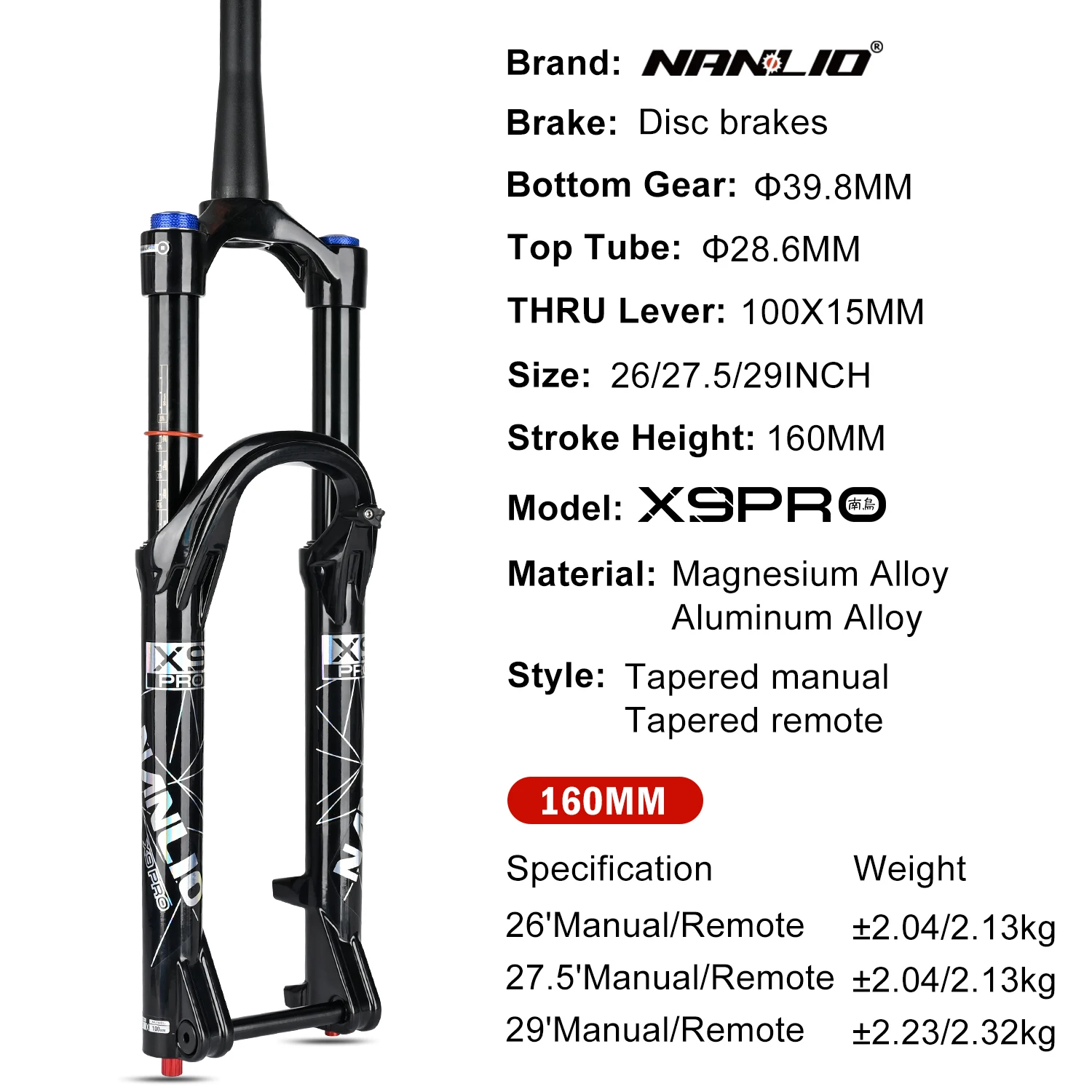 X9 Pro Fork Mtb Travel 140 Nanlio X9 PRO Bicycle Suspension