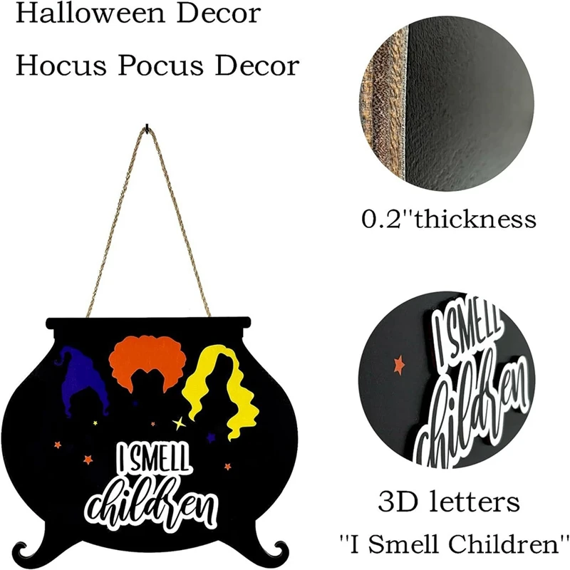 Halloween Hocus Pocus Door Sign I Odore Bambini Hanging Sign Per Porta D'Ingresso Halloween Porta In Legno
