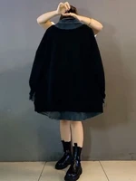 Extra Large Size 300 Pou European Faion Denim Collar Sweatirt Women's plus Size Loose All-Match  irt Trendy Autumn