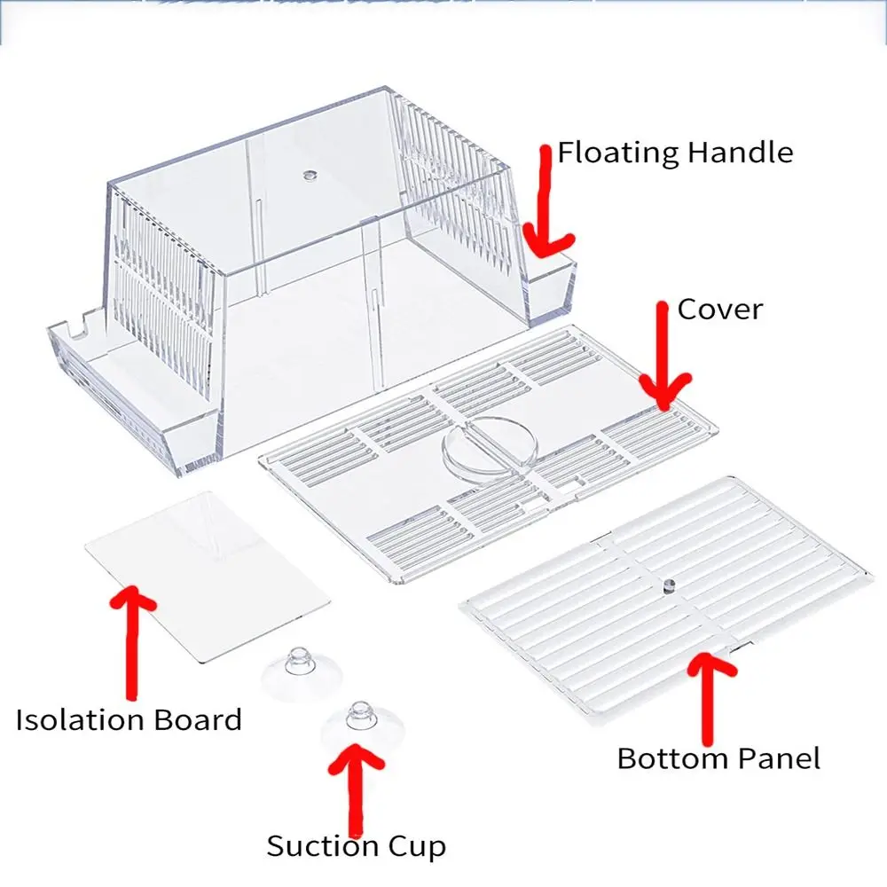 Fish Breeding Box Fish Tank Breeding Isolation Box Transparent Acrylic with Suction Cups Shrimp Clownfish Baby Hatchery