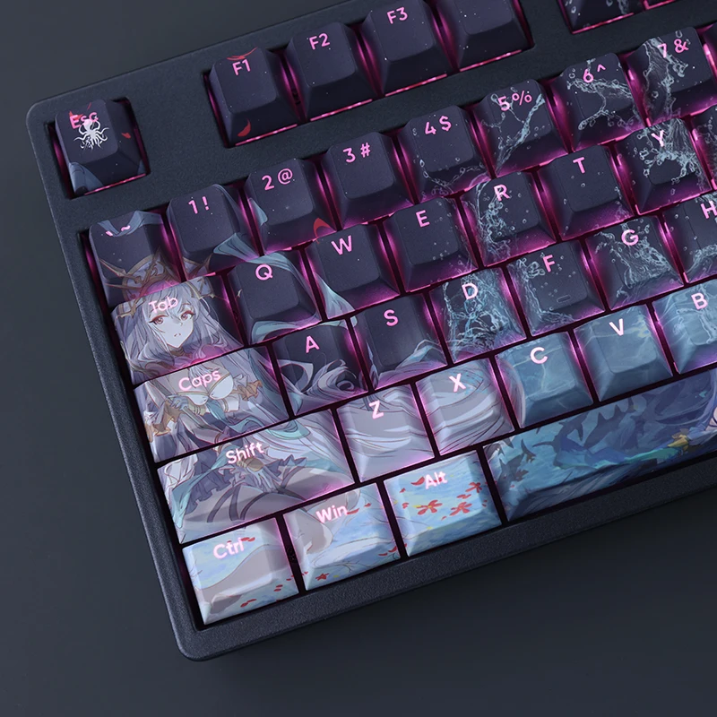 Arknights Skadi o Corrupto Coração Keycap Pbt Dye Subbed Anime Gaming Key Caps para Ansi 61 87 104 108 Chaves Set - Imagem 3