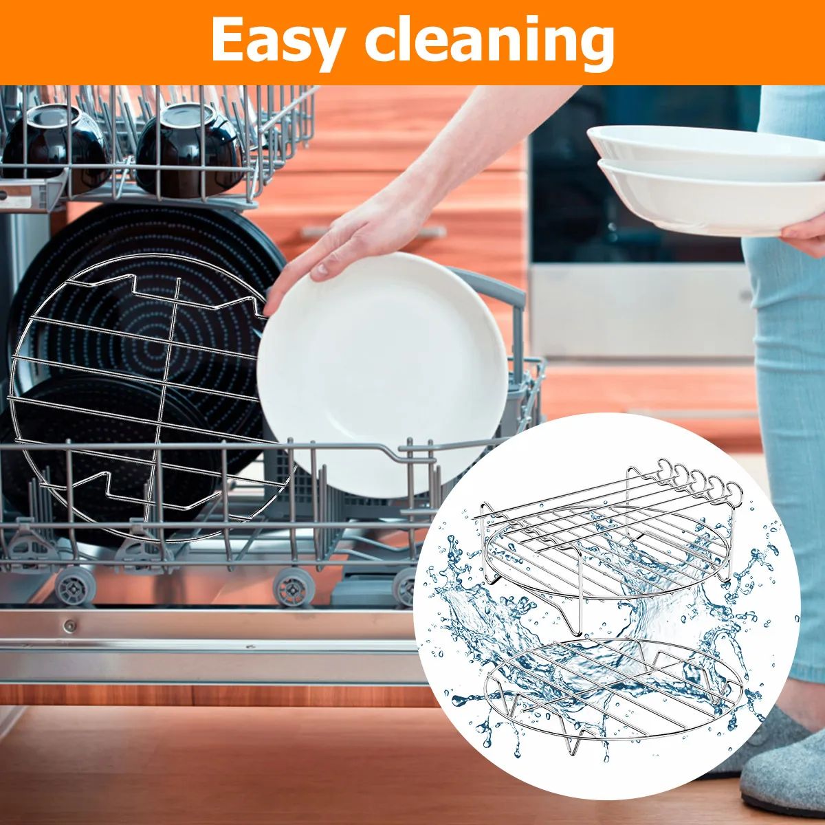 Air Fryer Rack Air Fryer Steaming Racks Stainless Steel Stackable Roasting Racks Airfryer Grill Baking Cooker Kitchen Accessories Cooking Tools
