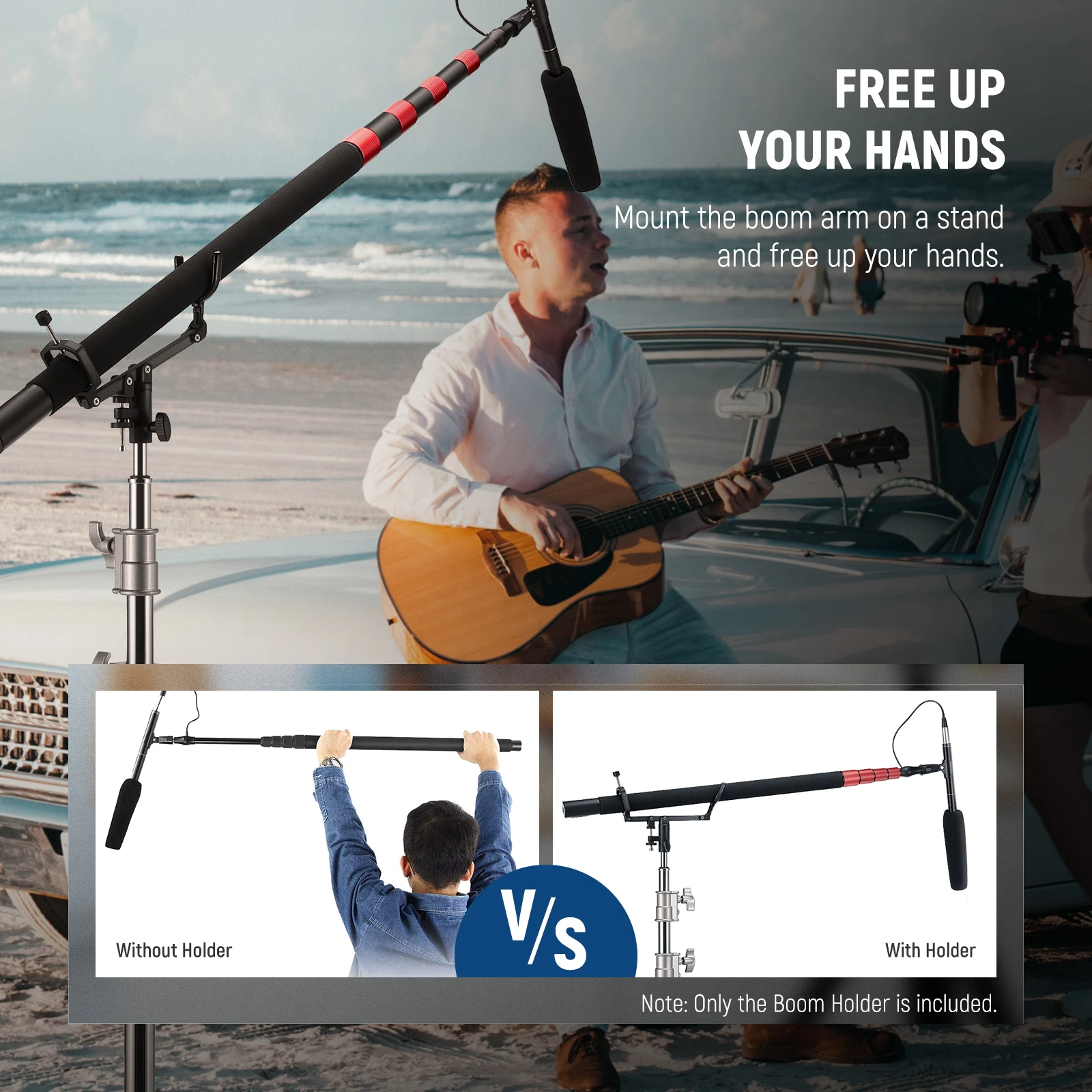 NEEWER Mic Boom Pole Support Holder for Light Stand Boom Arm C Stand Metal  Nonslip DSLR Video Microphone Shotgun Mount Adapter - AliExpress, image size:1600x1600