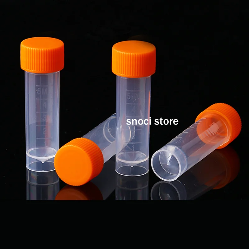 Plastic Test Tubes Centrifuge Tube 5ml PP Lab Cryopreservation Tube Cryotube Freezing Tubes Volume Vials Bottles With Screw Cap 100pcs