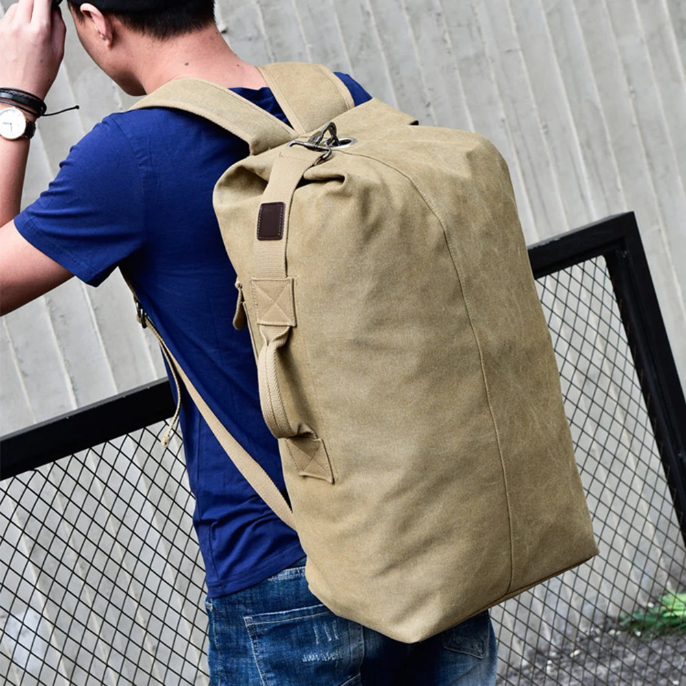 

45*26*20cm/55*30*20cm Outdoor Bags Travel Double Strap Canvas Backpack Duffel Bag High Quality Camping Bucket Bag Hiking Bags