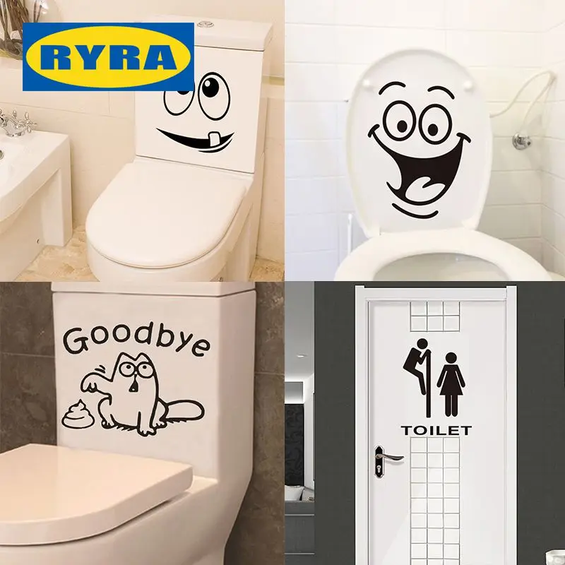 Bathroom-Funny-Toilet-Sticker-Wall-Stickers-PVC-Waterproof-Wall-Decals ...