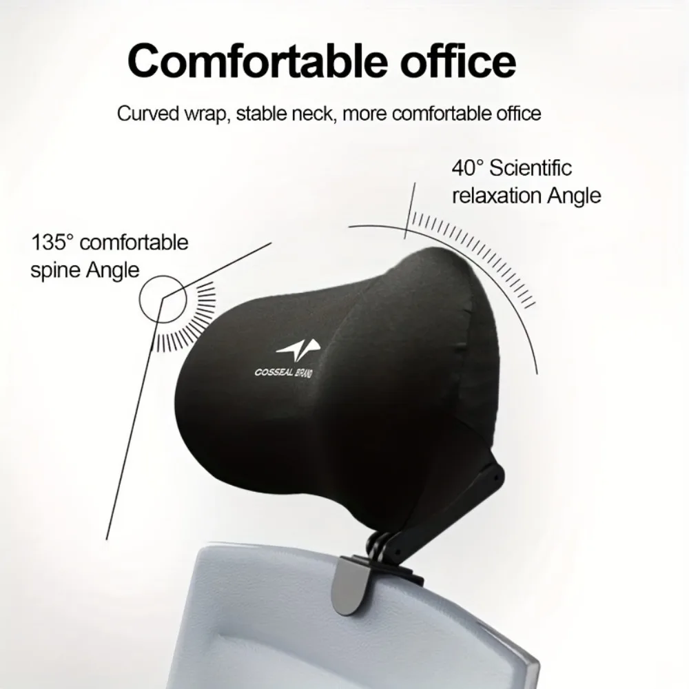 Memory Foam Headrest with Adjustable Height,Angle,Heavy-Duty Office Chair Headrest Attachment,Compatible with Desk,Computer
