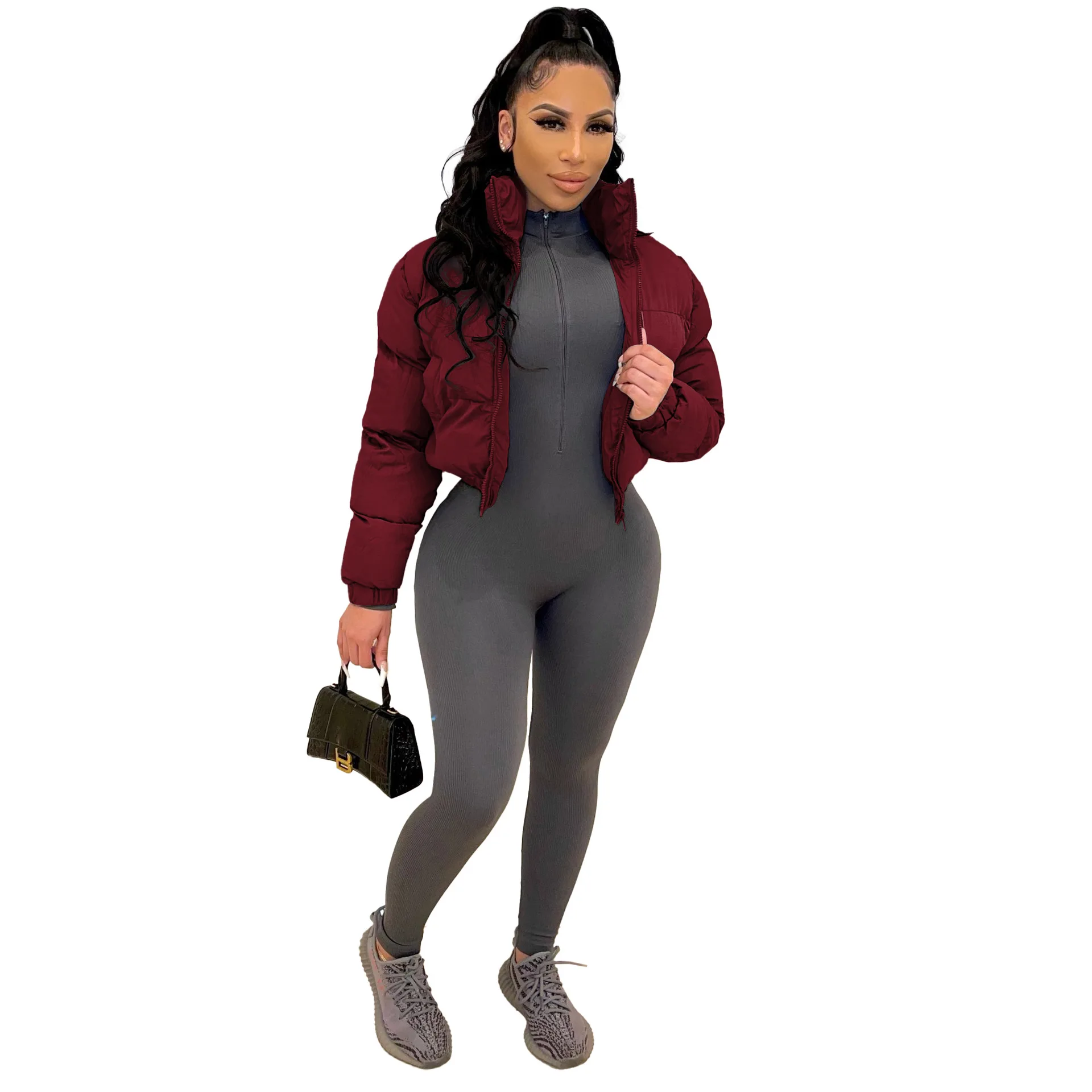 Winter Elegant long sleeve jackets Harajuku Crop Coat Women Y2K Parkas Outerwear Fashion Street Wear Autumn Short Cotton Jacket