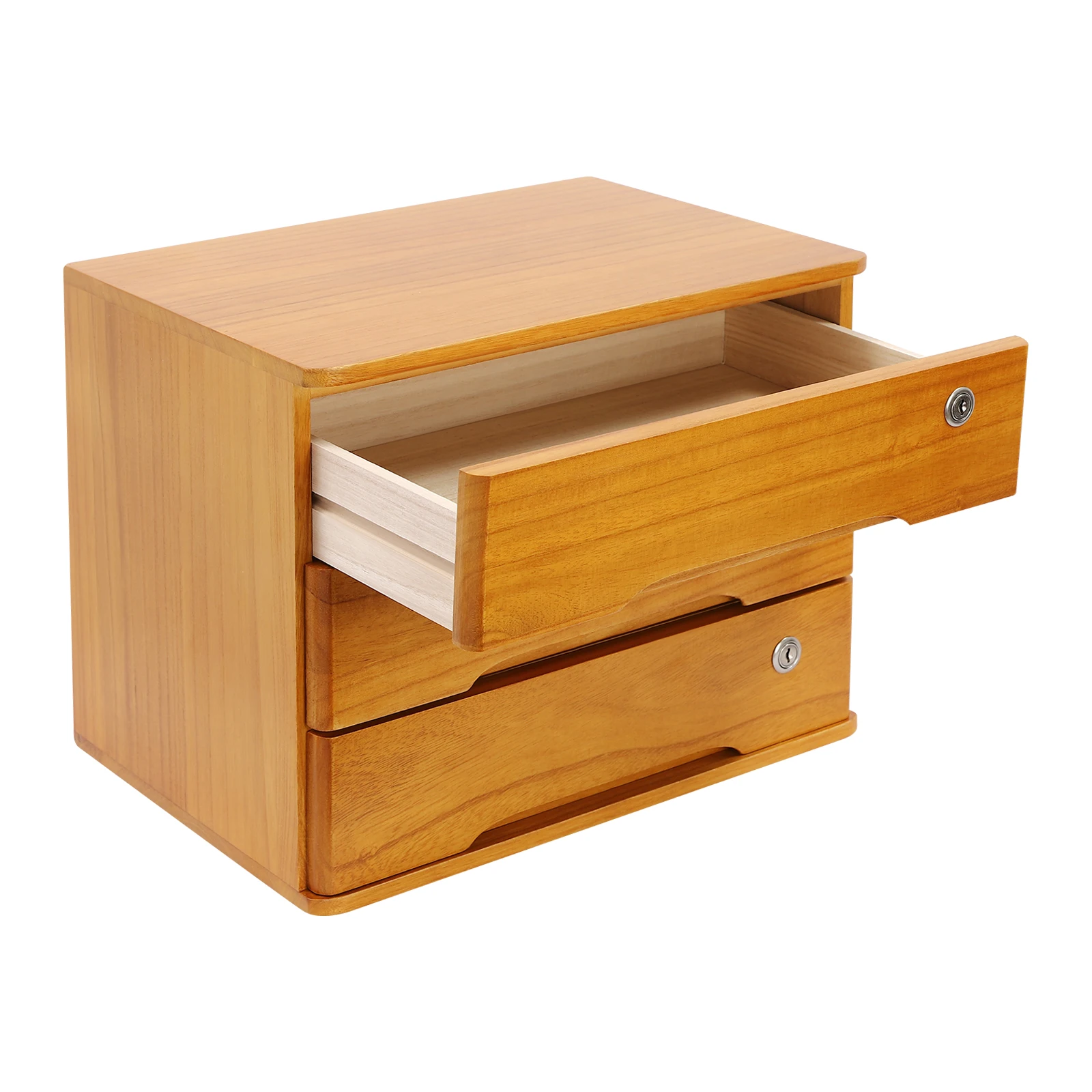 Schreibtisch-Organizer aus Holz, 3-stufige Schreibtisch-Aufbewahrungsbox mit abschließbaren Schubladen, 30 kg Belastung, für Büro, Arbeitszimmer, Schlafzimmer, Schreibwaren, Kosmetik, S – Detail 2