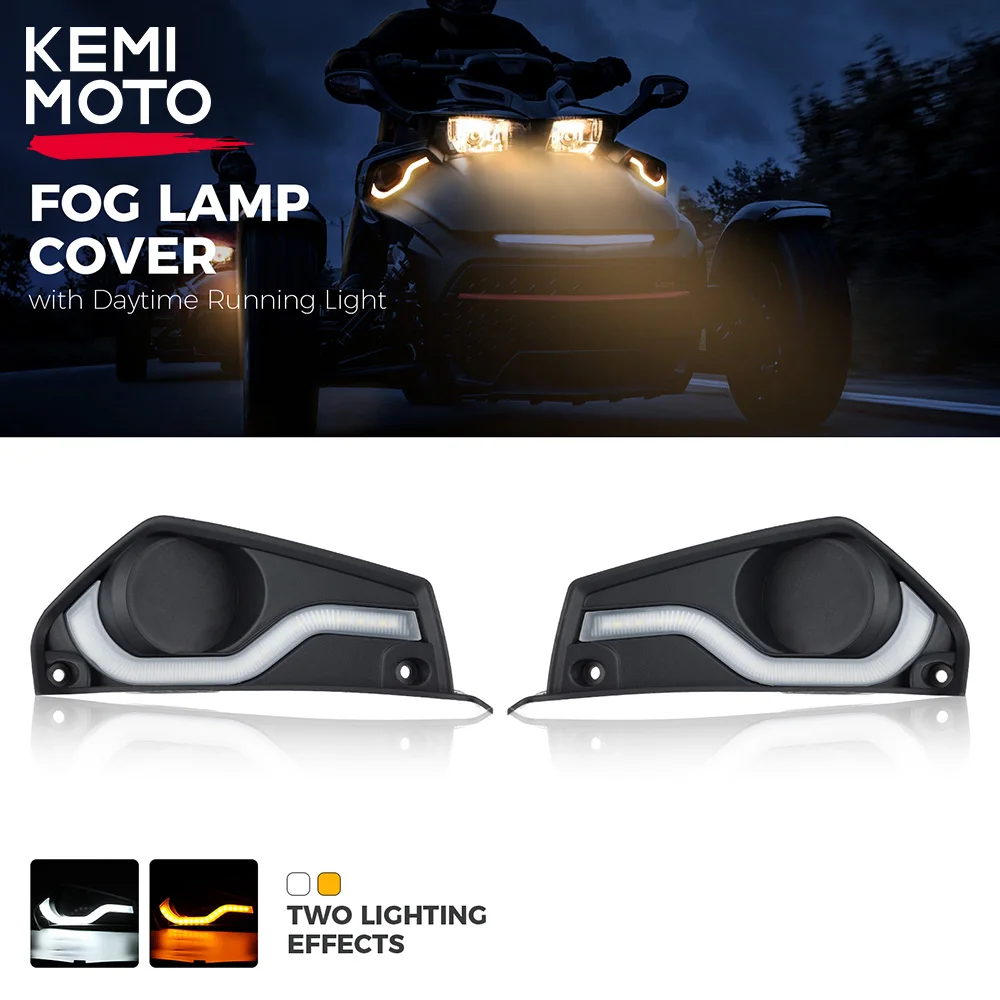 Kemimoto Copertura Fendinebbia Per Veicoli A 3 Ruote Con Kit Indicatori Di Direzione Di Marcia Diurna Per Can-Am Spyder F3 F3-S F3-L F3-T 2015-2023