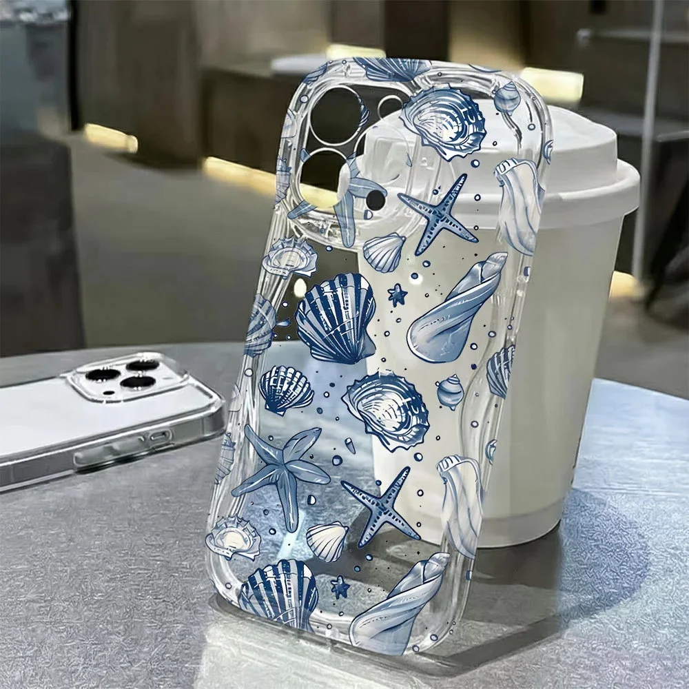 Elegant Blue Seashell Phone Case Cover