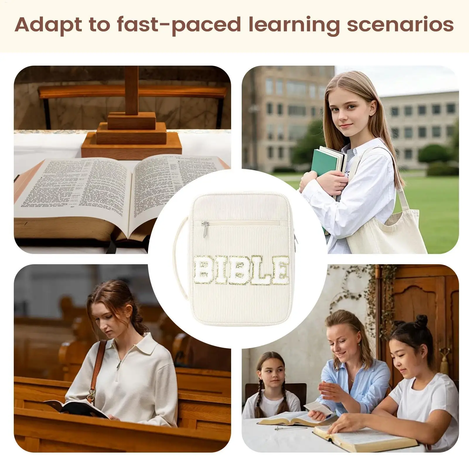 Bible Purse Carrying Bag For Bible Book Journal Travel Business Carrying Pack For Work Women Men School College Study Travel