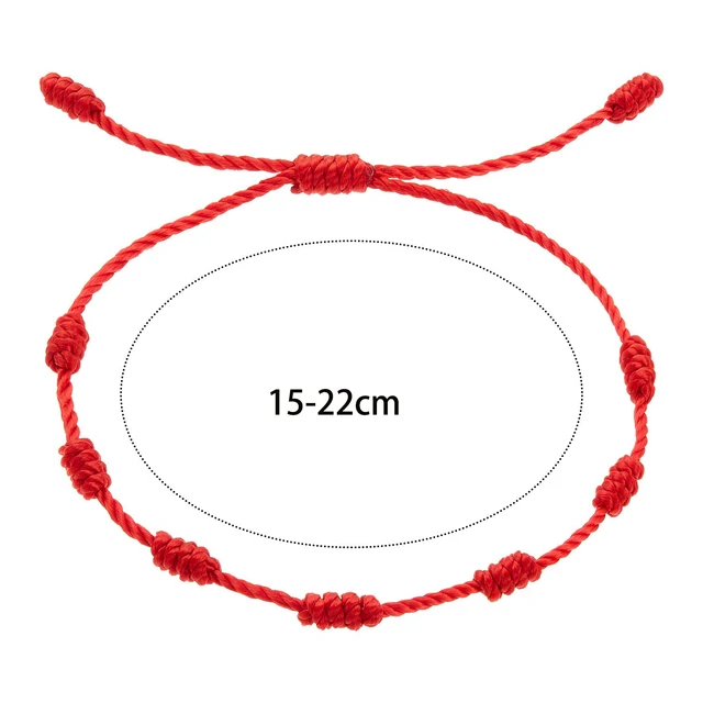 Braccialetti Portafortuna Corda Rossa A 7 Nodi - Per Famiglia E Amici, Regolabili E Con Simboli Di Protezione - Foto 3