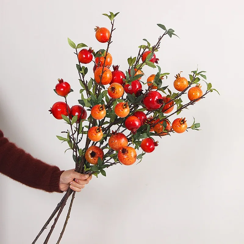Artificial Pomegranate Long branch 6-Fruit Artificial Fruits Flowers For Wedding Party Tabel Decoration Home Birthday Decor artificial fruits and vegetables