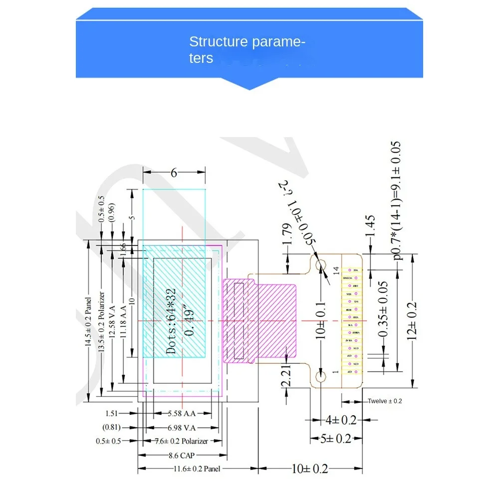 OLED-экран 0,49 дюйма, inteligente IPS SSD1315, Привод IC OLED, модуль ЖК-дисплея I2C, интерфейс 64*32, OLED-экран, плата