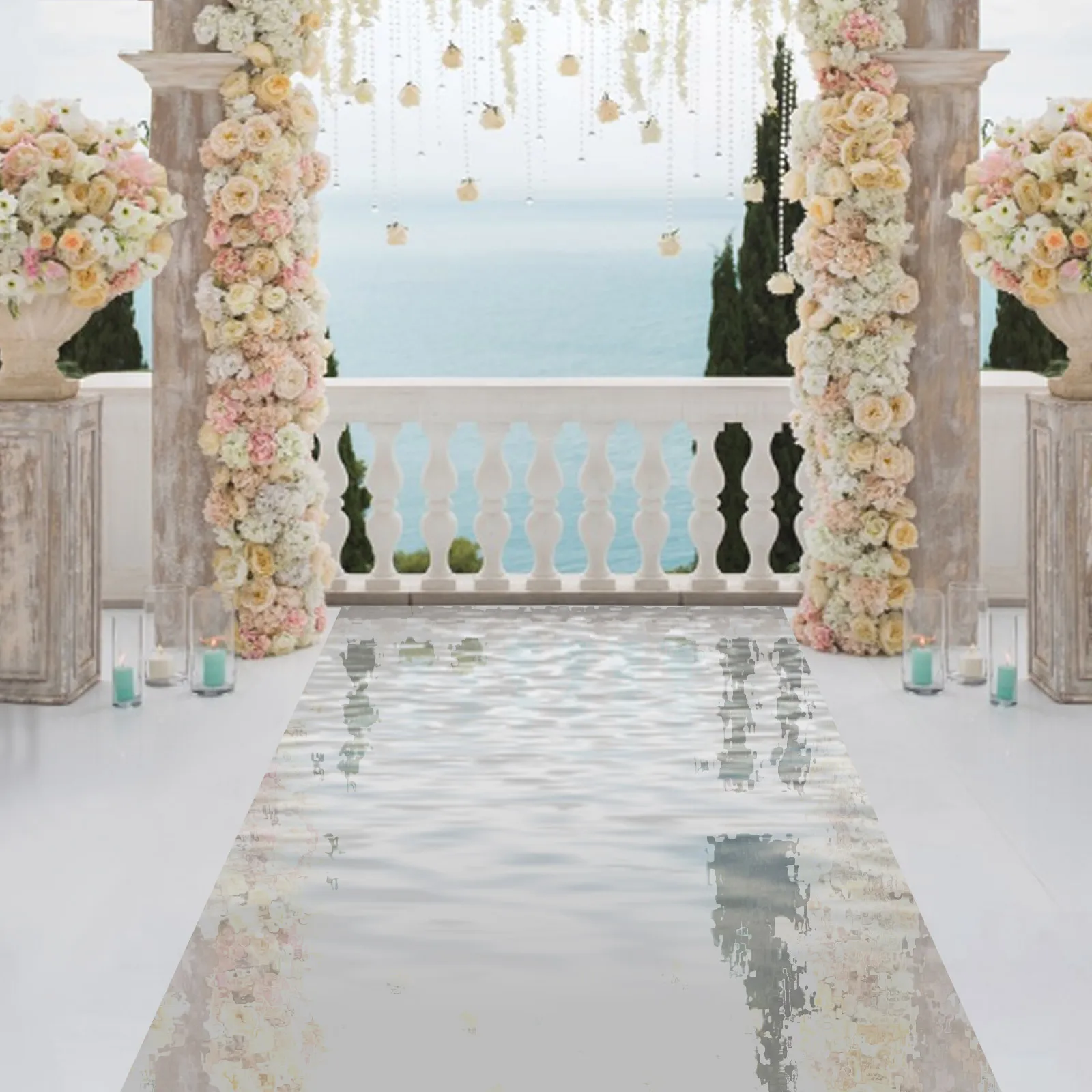 Silver Mirrored Floor Runner for Wedding Decoration