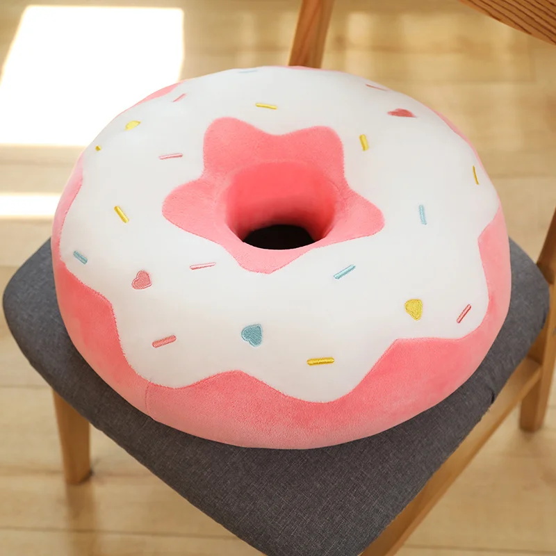 ZU 38cm Sweet Buns Donut Soft Toy Stuffed Cream Doughnut Plush Pillow Simulation Food Sofa Chair Cushion Kids Girl Gift 2