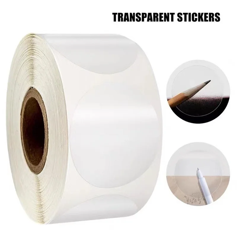 500Pcs Roll Transparent Self-adhesive Sealing Stickers 2CM2.5CM3CM3.8CM5CM Round Transparent Gift Packaging Seal Labels