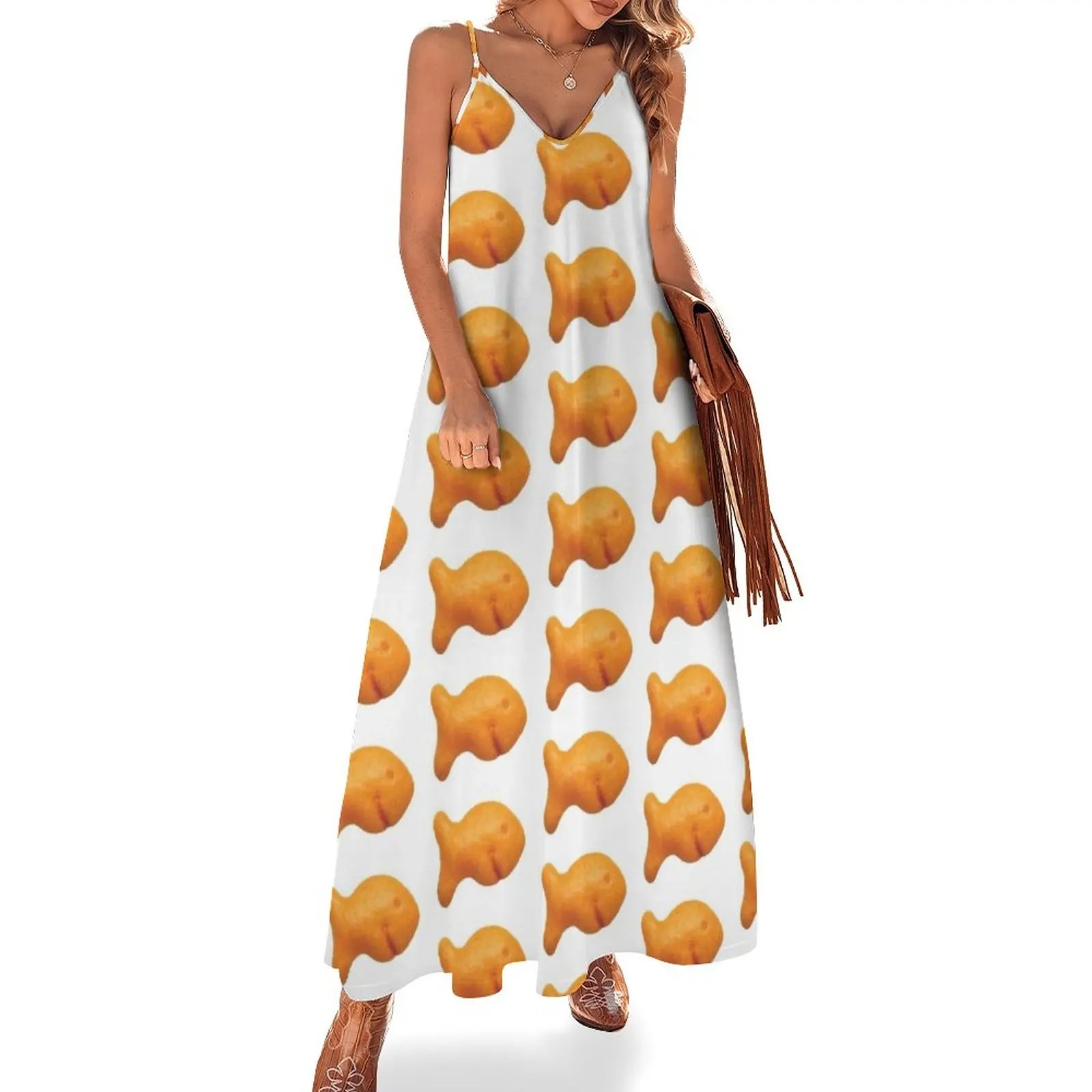 

New Goldfish Cracker Sleeveless Dress Women's skirt Elegant gown