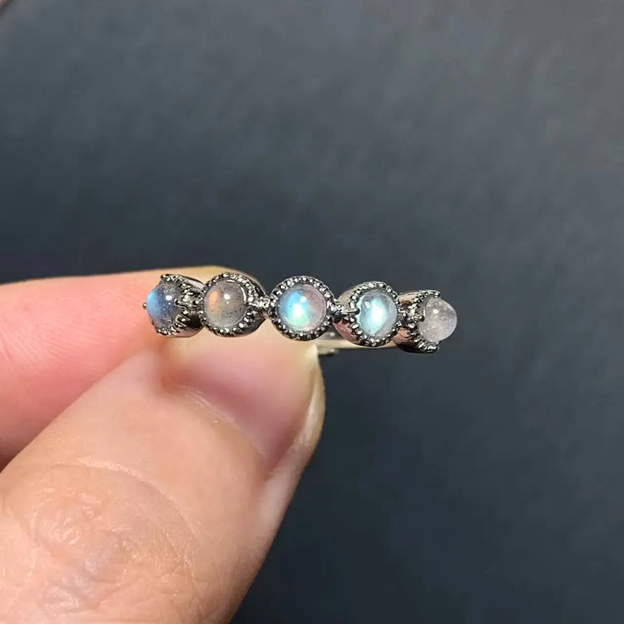 MM Natural Labradorite Moonstone Ring  Adjustable Female Butterfly Jewelry for Women Gift Wholesale High Quality Vintage Fine