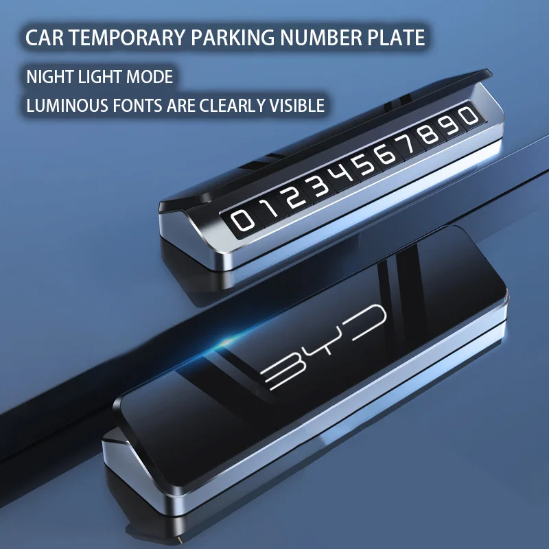 

Flip Cover Metal Mobile Phone Temporary Parking Number Plate For BYD Dolphin Atto 3 Seagull Song Plus Qin F3 Yuan Dmi Accessorie