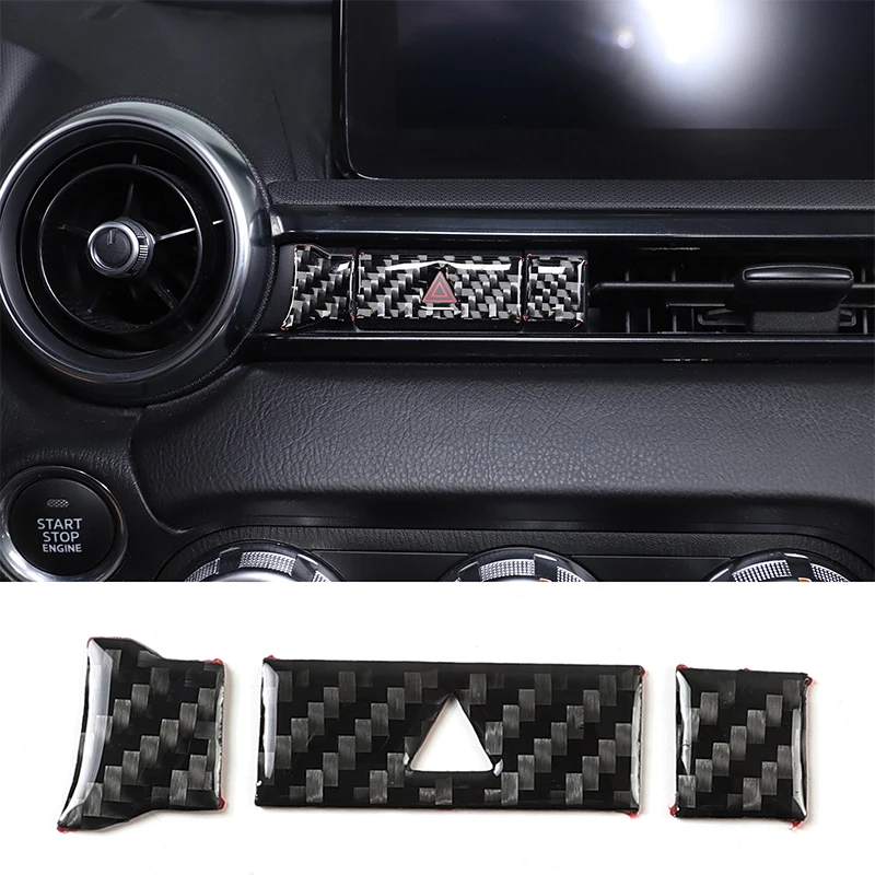 For 2016-2023 Mazda MX-5 Soft Carbon Fiber Car Warning Light Switch Sticker Car Interior Protection Accessories 3Pcs