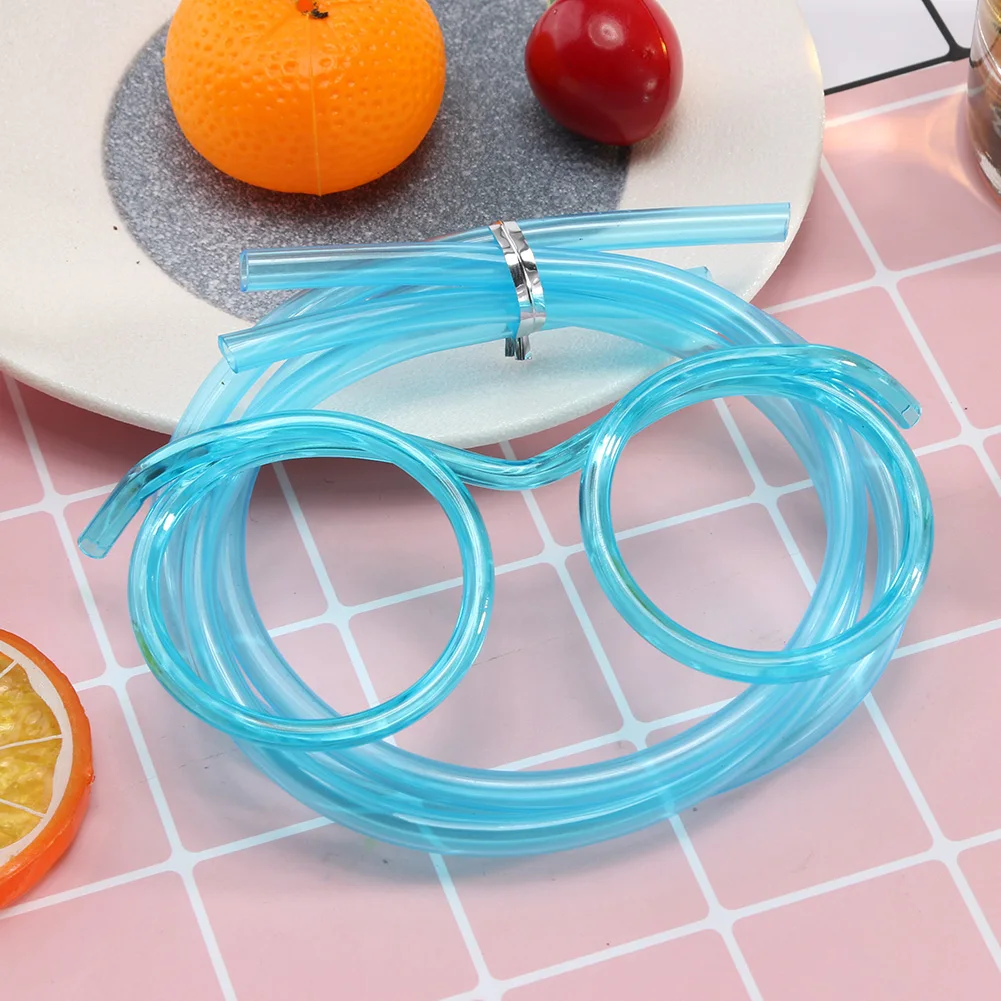Fun Loop Drinking Straw Eye Glasses Reusable Crazy Funky Drinking Tube for Kids Party Annual Meeting Parties Birthday
