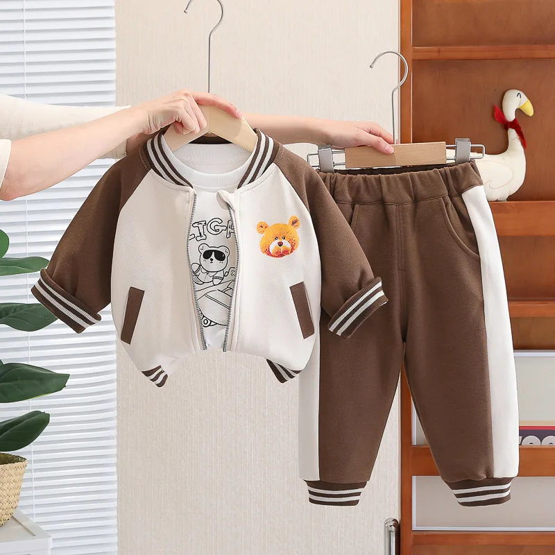 

Kids Baby Boy Boutique Clothes 2024 Spring Cartoon Patchwork Cardigan Coats + T-shirts + Pants Toddler Boys Outfit Childrens Set