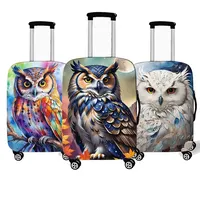Colorful Owl Printing Luggage Cover Great Horned Owl Trolley Suitcase Protective Covers for 18 To 32 Inch Travel Accessories 1