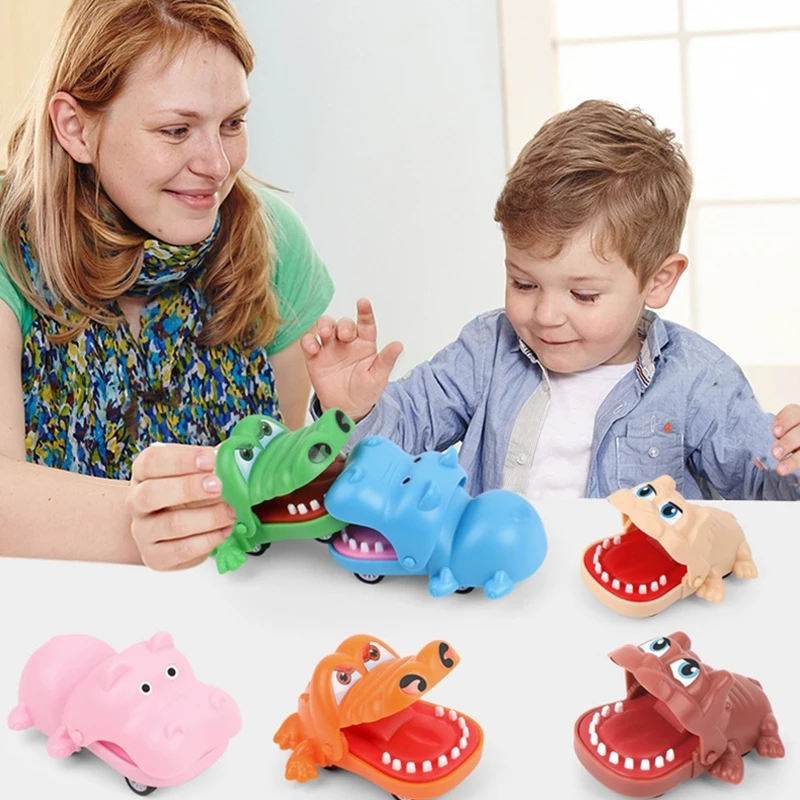 Biting Hand Crocodile Mouth Pull-back Car Toy Cartoon Hippo Dog Animal Pull Back Toy Car Press Teeth Bite Fingers Tricky