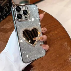 Love Heart Mirror Gradient Glitter Soft Silicone Case for Honor X8A 2023 (5)