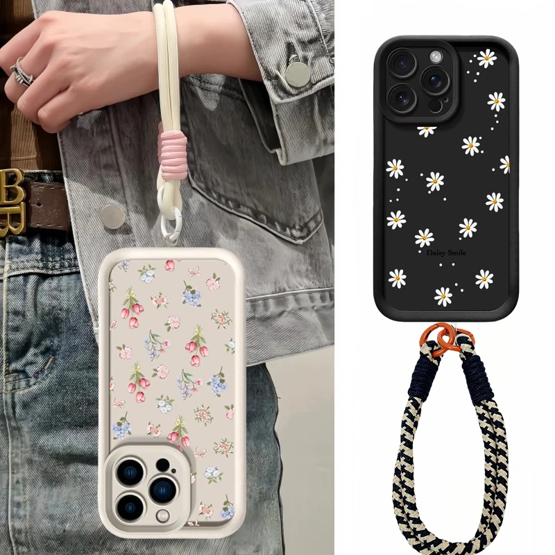 Floral Retro Phone Case with Hang Strap