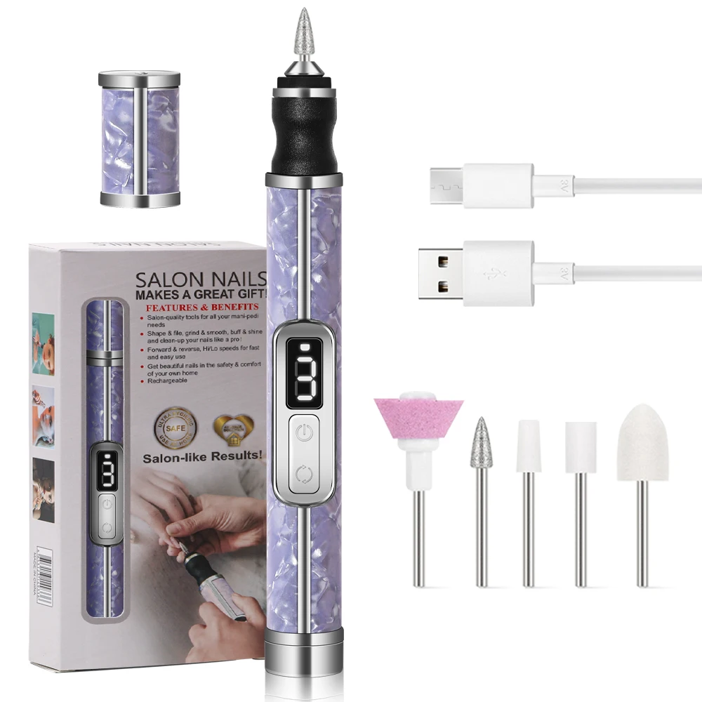 Professional Electric Nail Polishing Machine Nail Drill Multiple Gears Low Noise Nails Sander File Set For Manicure Salon Tools