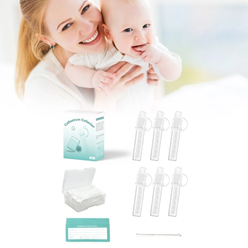6pcs Reusable Silicone Colostrum Collector Set for Newborn Feeding 6ml Capacity