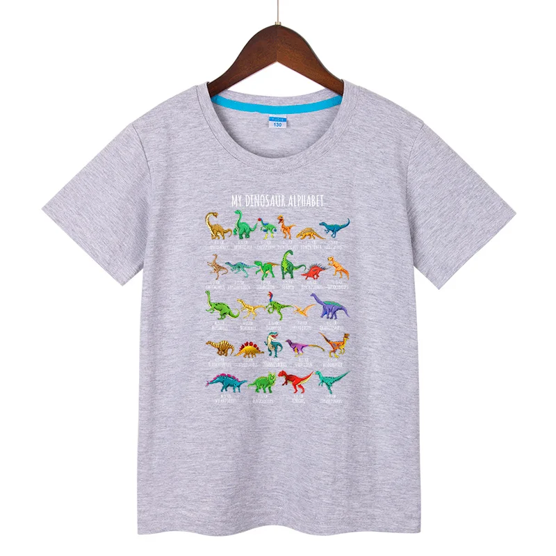 

Types Of Dinosaurs Alphabet A-Z ABC Dino Identification Children T-Shirt Casual boy girl T-shirt tops Short Sleeve t shirts baby