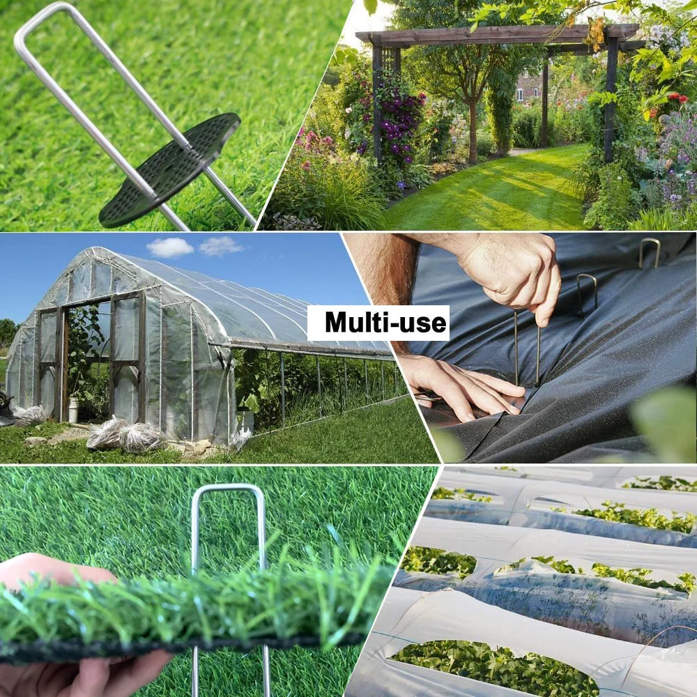 10Pack U-Type Landscape Staples 6 Inch Garden Galvanized Stake Gardening Fixing Tools Film Peg for Securing Netting Ground Sheet