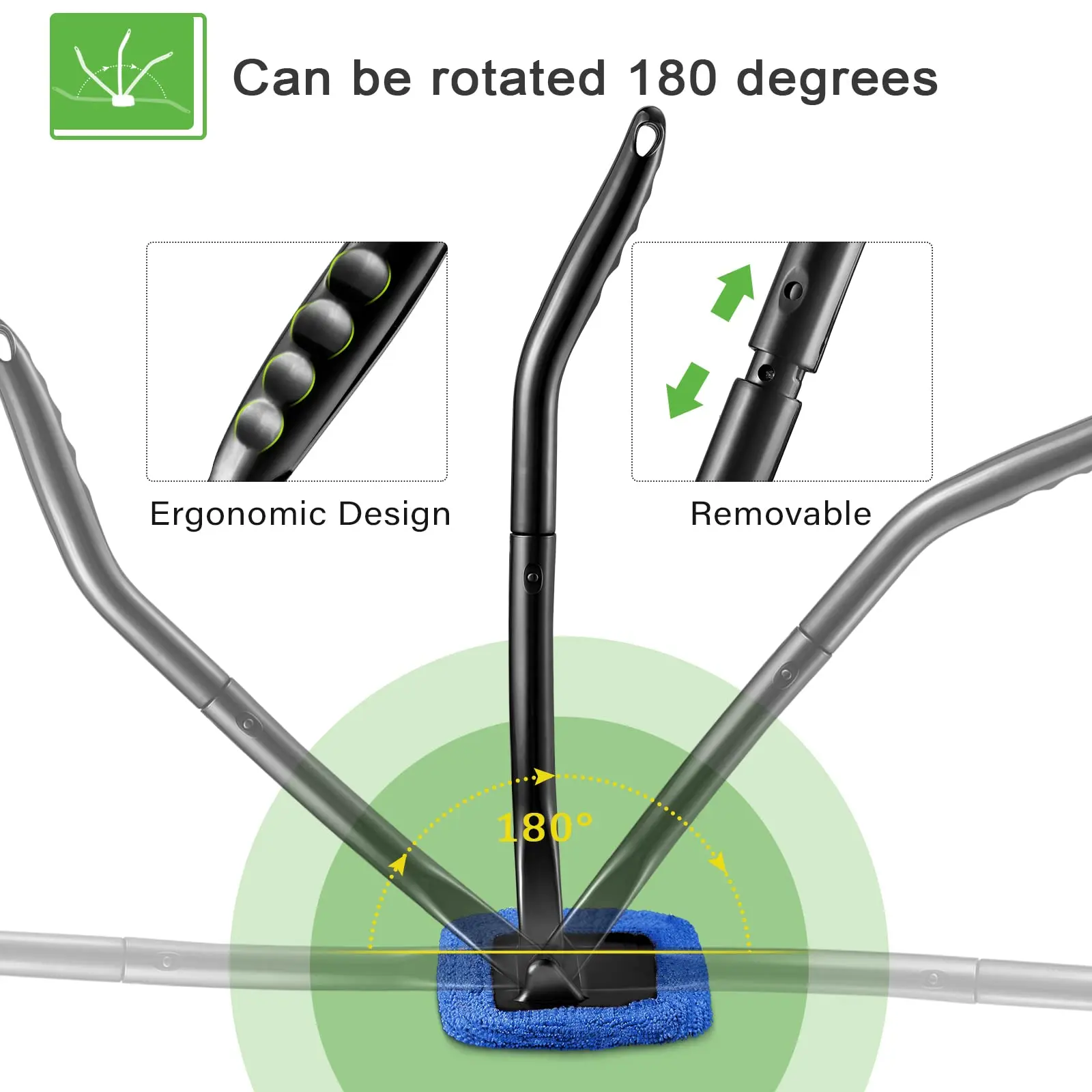 Car Window Cleaner Brush Kit 3pcs Windshield Wiper Microfiber Wiper Cleaner Cleaning Brush Auto Cleaning Wash Tool Long Handle
