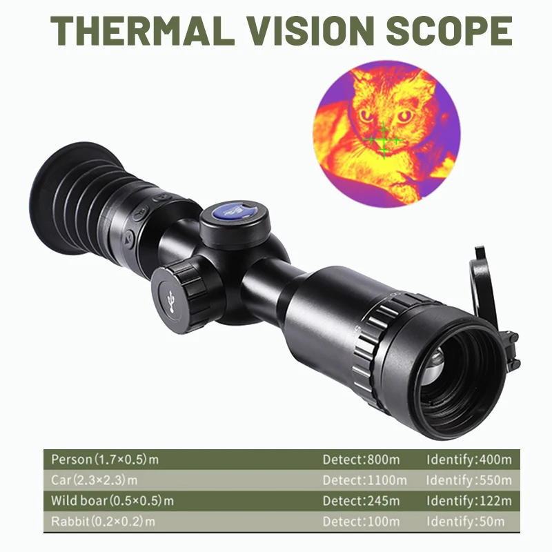 

RS2 Thermal Vision Monocular Observing Sighting Scope 384x288 IR Heat Imaging Reticle Crosshair Round Screen Display for Hunting