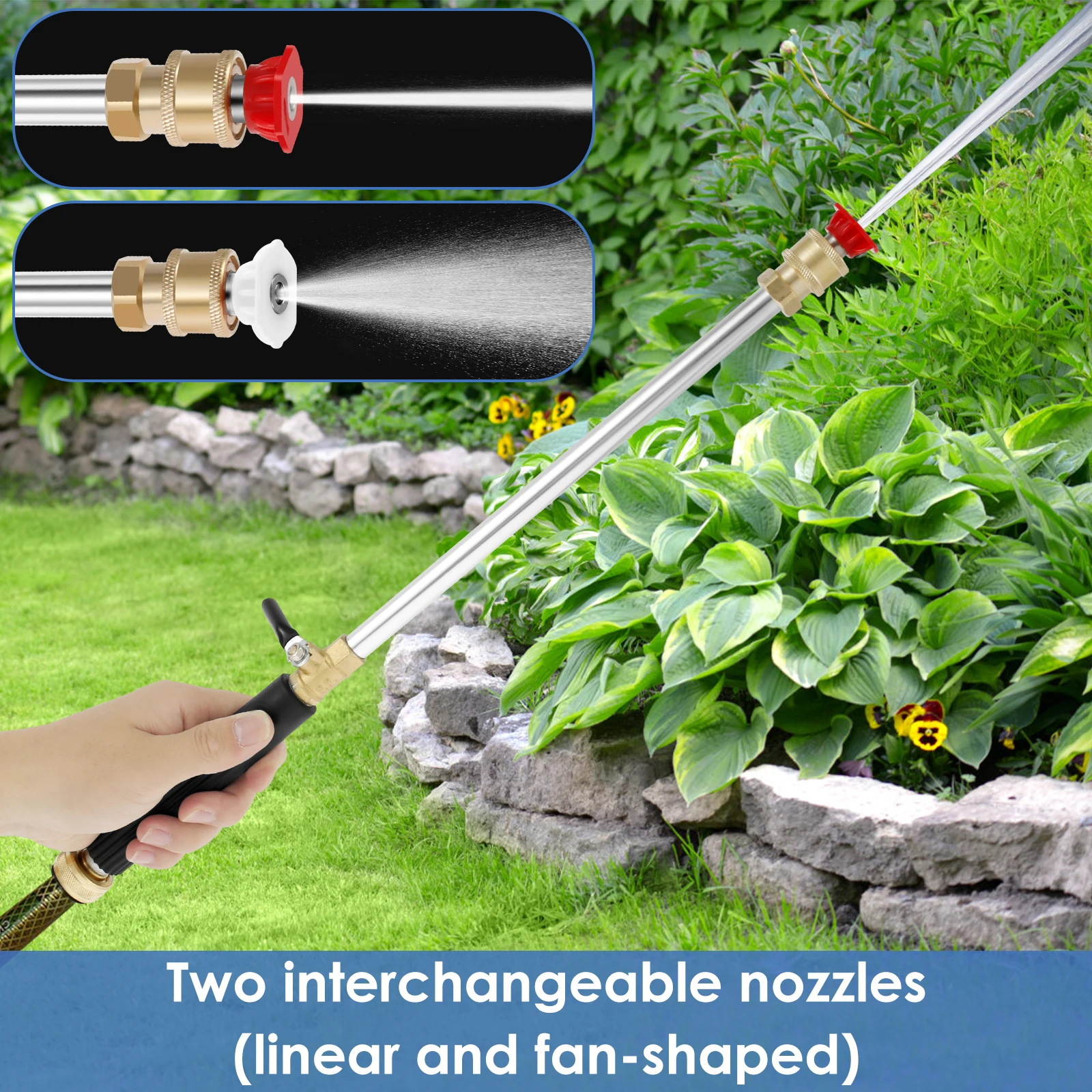 Pressure Washer Wand Heavy-Duty Metal Jet High-Pressure Washer Tools with 2 Nozzles Multipurpose Wash Accessories for Car Garden 3